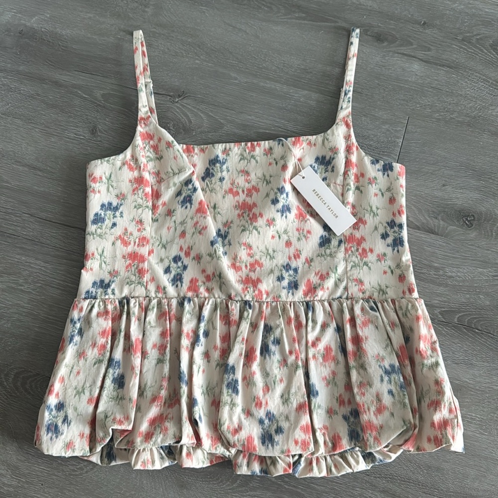 Rebecca Taylor Peplum Floral Blouse